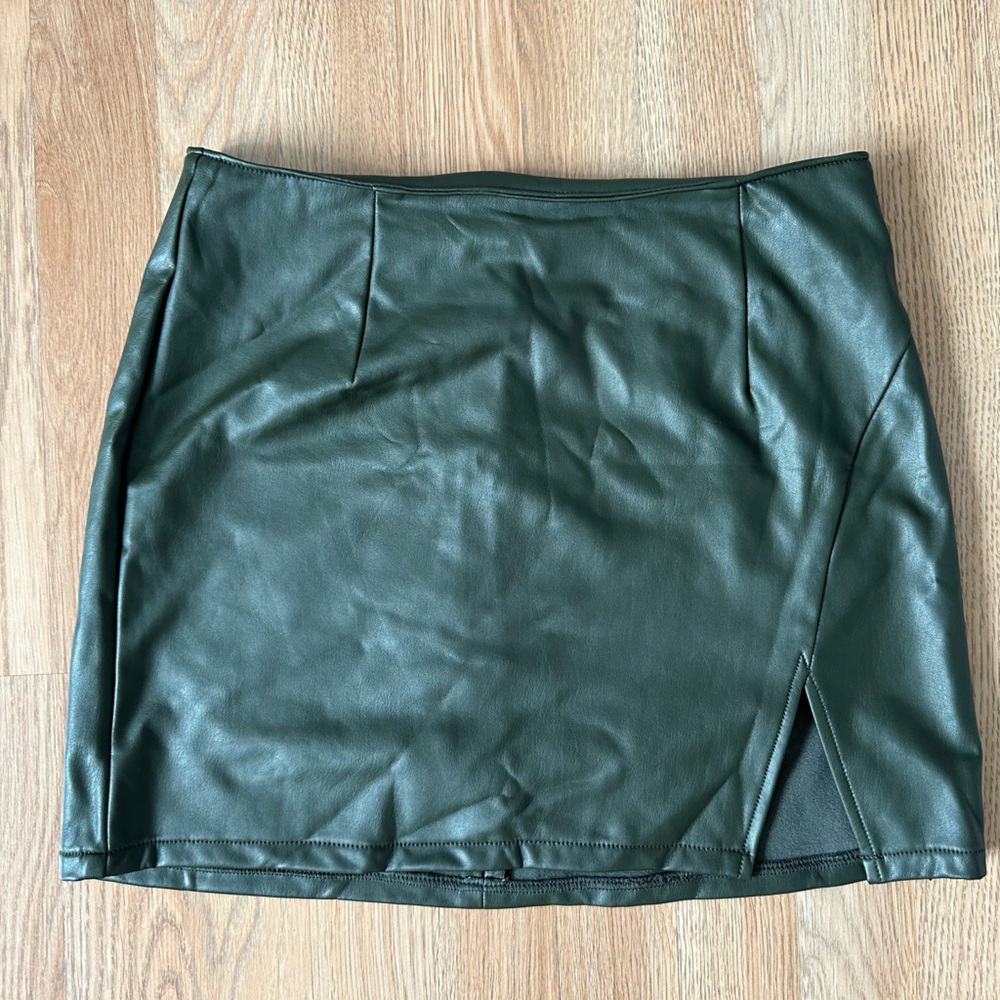 pleather mini skirt